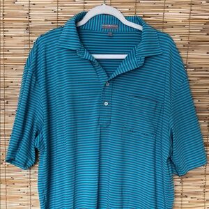 Peter Millar Teal Striped Polo Shirt